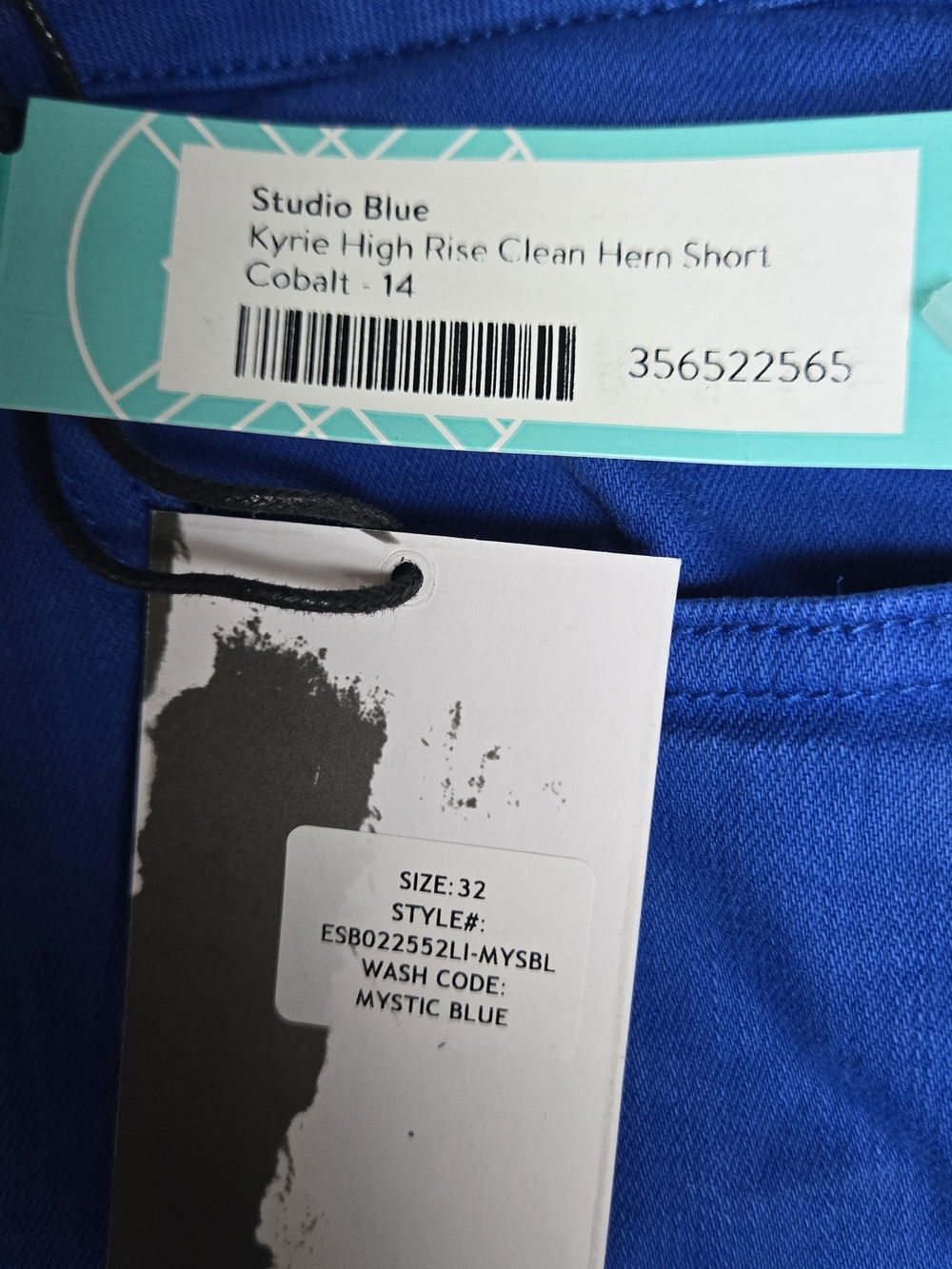 Studio Blue Kyrie High Rise Women's Cobalt Flat-Front Shorts - Picture 3 of 4
